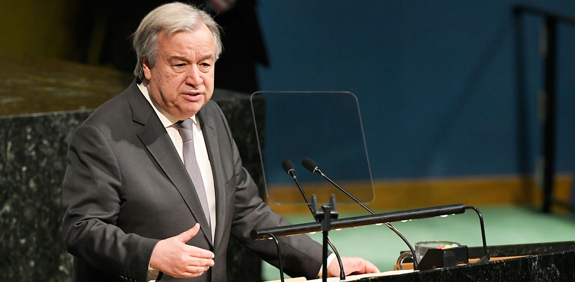 Secretary-General António Guterres addresses the high-level General Assembly plenary meeting on peacebuilding and sustaining peace.