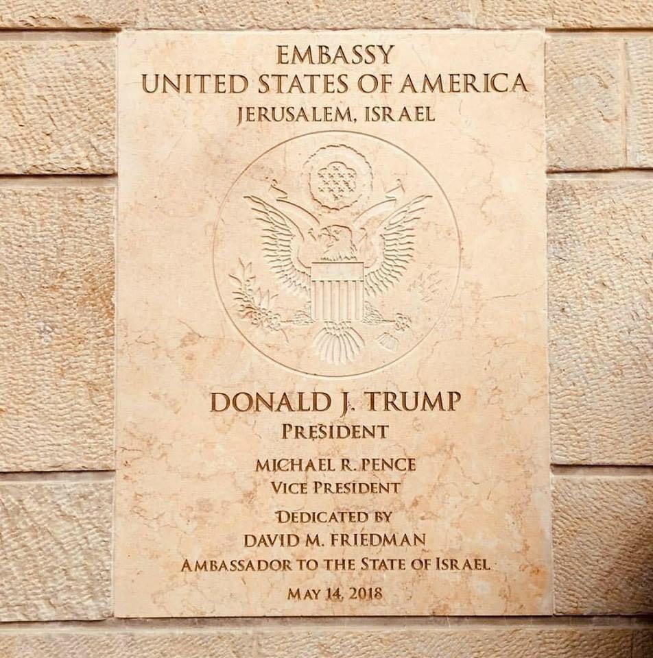 placa embajada estados unidos jerusalem