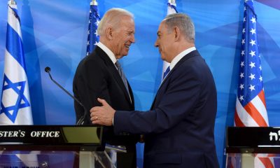 FILE PHOTO: U.S. Vice President Biden shakes hands with Israeli Prime Minister Netanyahu as they deliver joint statements during their meeting in Jerusalem
