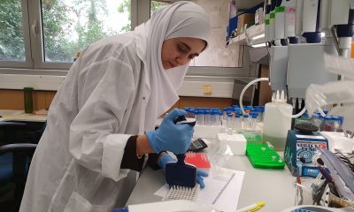 Dr. Sharkia at the lab preparing samples for DNA sequencing