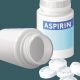 Aspirin pill bottle vector illustration. Medicine remedy in plastic container