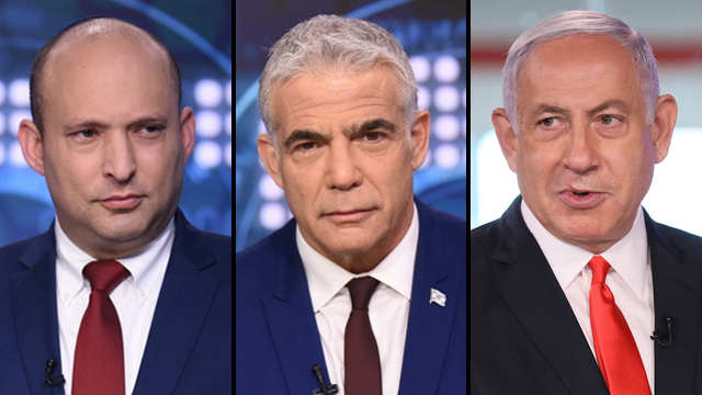 Naftali Benet, Yair Lapid y Benjamin Netanyahu