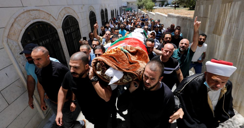 Funeral of Palestinian critic Nizar Banat in West Bank