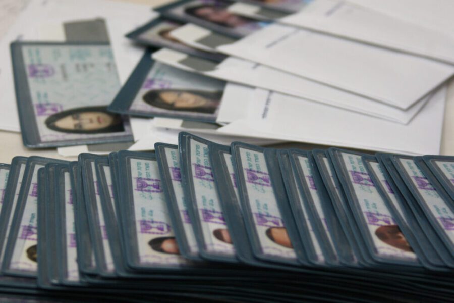 Israeli ID cards prepared to be given to new immigrants from different countries in the Absorbtion center Ulpan Etzion in Jerusalem