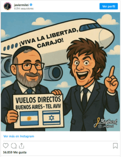 Milei vuelos caricatura