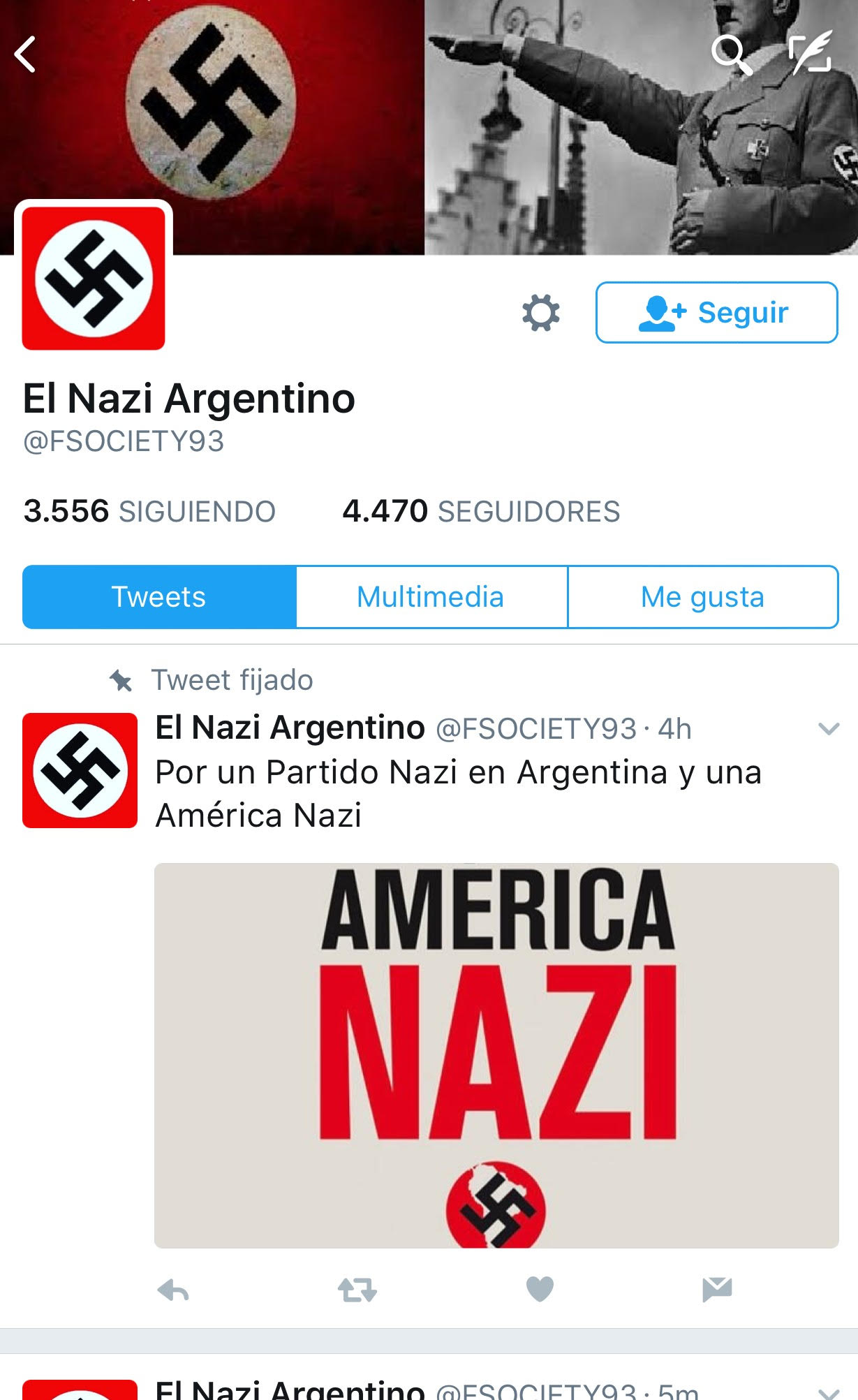 Sorprende un perfil nazi en la red social Twitter